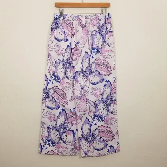 LAS SUREÑAS Amor Linen Blend Pull-On Purple Pants Size XL - Picture 5 of 7